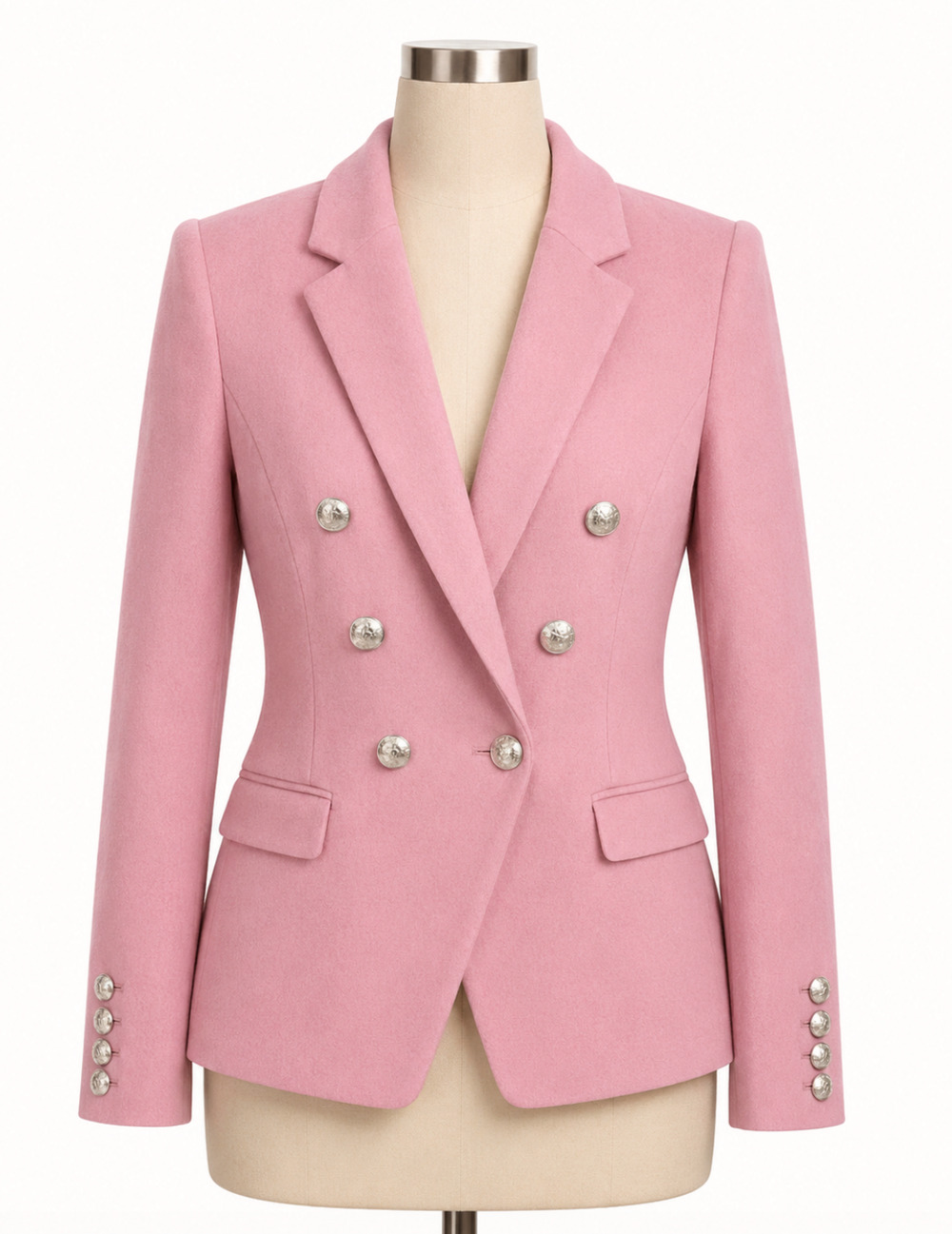 WHITE HOUSE BLACK MARKET WHBM PINK MELTON STUDIO DOUBLE BREASTED BLAZER JACKET 0